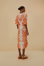 Load image into Gallery viewer, Aura V-Neck Midi Dress in Orange
