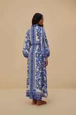 Load image into Gallery viewer, Flora Tapestry Maxi Dress in Off-White/Blue
