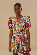 Load image into Gallery viewer, Flowerful Sketch Romper in Off-White
