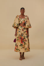 Load image into Gallery viewer, Delicate Garden Midi Skirt in Sand
