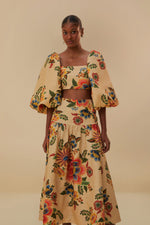 Load image into Gallery viewer, Delicate Garden Midi Skirt in Sand
