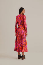 Load image into Gallery viewer, Pink Bold Floral Long Sleeve Maxi Dress in Pink Multi
