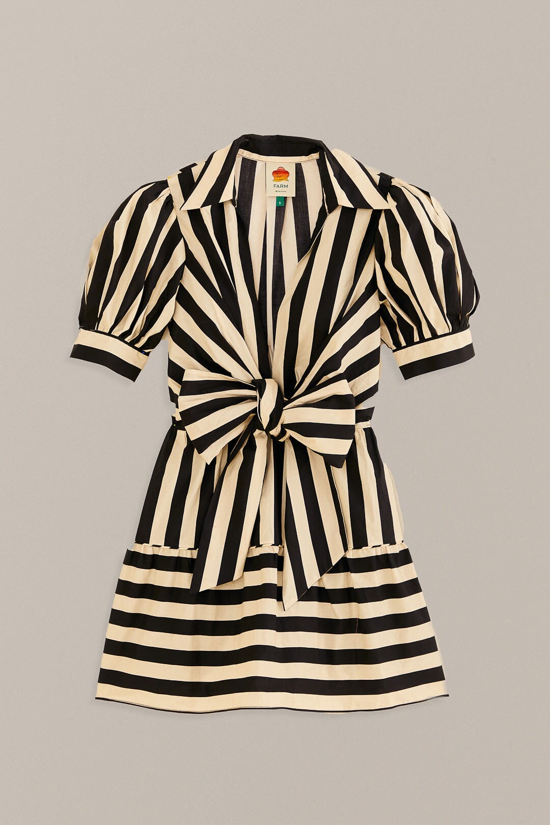 Mixed Stripes Short Sleeve Mini Dress in Black