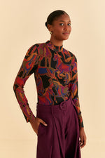 Load image into Gallery viewer, Wild Horses Tulle Blouse in Black
