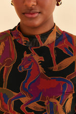 Load image into Gallery viewer, Wild Horses Tulle Blouse in Black
