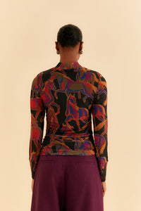 Wild Horses Tulle Blouse in Black