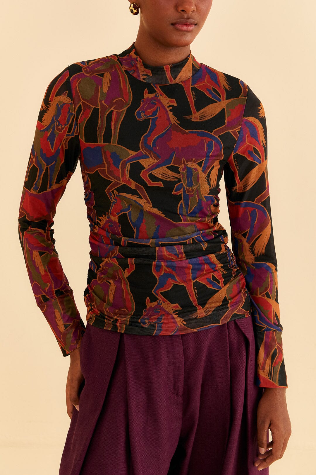Wild Horses Tulle Blouse in Black