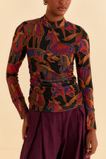 Load image into Gallery viewer, Wild Horses Tulle Blouse in Black
