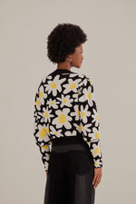 Load image into Gallery viewer, Flowers Knit Cardigan in Black
