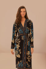 Load image into Gallery viewer, Blossom Tapestry Midi Dress in Black
