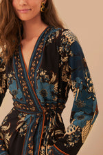 Load image into Gallery viewer, Blossom Tapestry Midi Dress in Black
