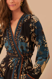 Blossom Tapestry Midi Dress in Black