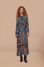 Load image into Gallery viewer, Pineapple Ikat Maxi Dress in Blue
