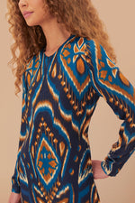 Load image into Gallery viewer, Pineapple Ikat Maxi Dress in Blue
