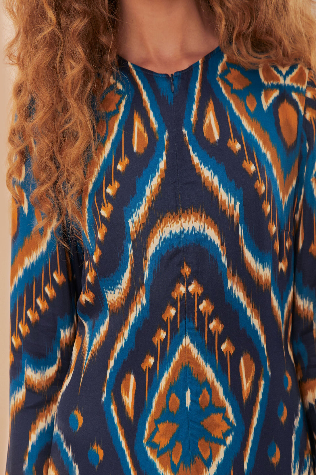 Pineapple Ikat Maxi Dress in Blue