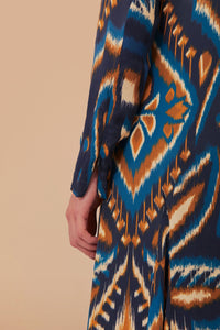 Pineapple Ikat Maxi Dress in Blue