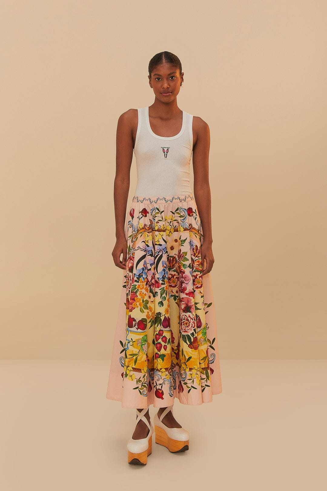 Garden Terrace Midi Skirt in Pink