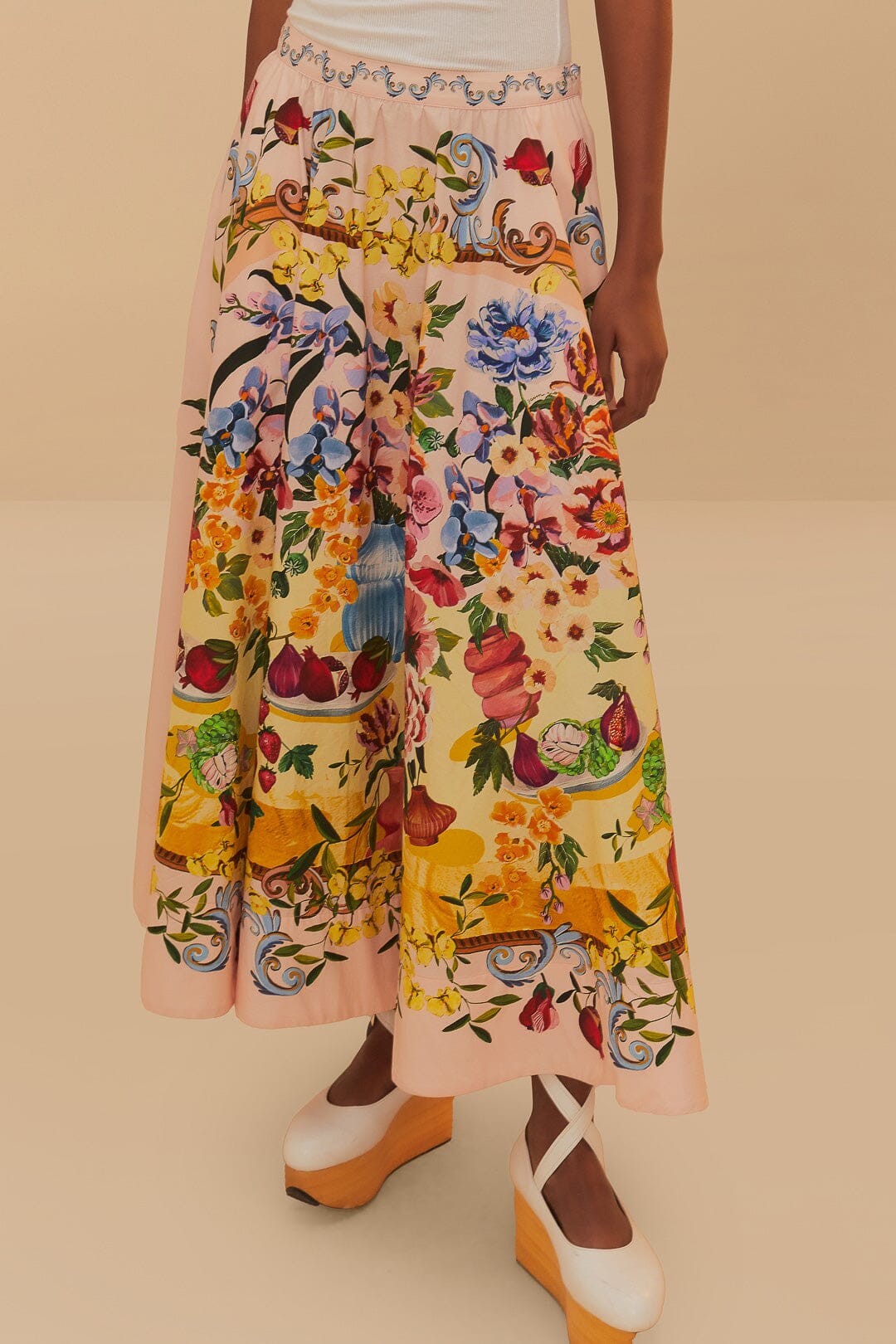 Garden Terrace Midi Skirt in Pink