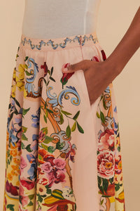 Garden Terrace Midi Skirt in Pink