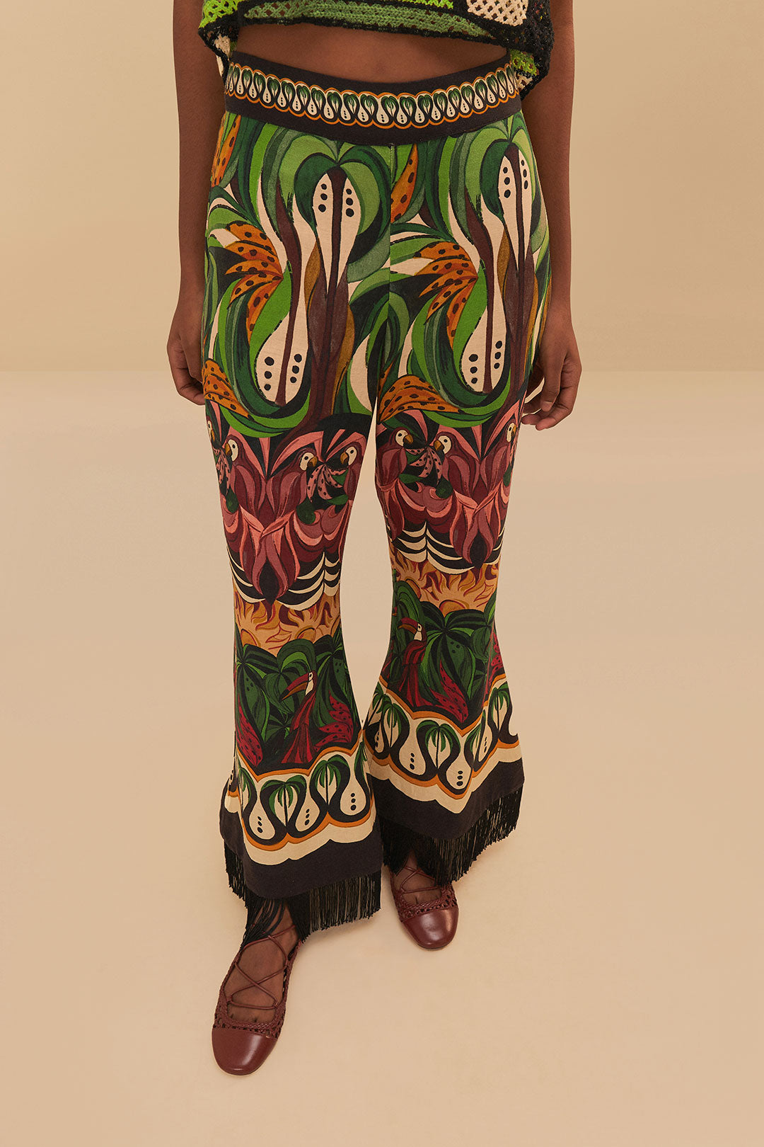 Coconut Tree Flow Pants in Green