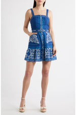 Load image into Gallery viewer, Anise Belted Mini Dress in Navy Multi
