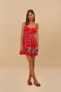 Sweet Bloom Bouquet Mini Dress in Red
