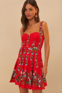 Sweet Bloom Bouquet Mini Dress in Red