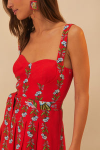 Sweet Bloom Bouquet Mini Dress in Red