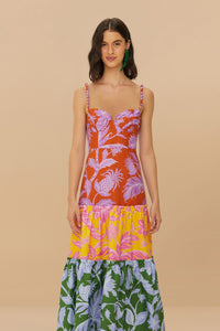 Tropical Swing Sleeveless Midi Dress in Mixed