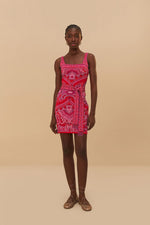 Load image into Gallery viewer, Paisley Scarf Knit Mini Dress in Red
