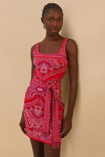 Load image into Gallery viewer, Paisley Scarf Knit Mini Dress in Red
