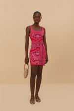 Load image into Gallery viewer, Paisley Scarf Knit Mini Dress in Red
