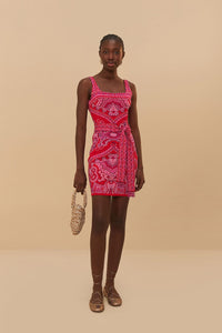 Paisley Scarf Knit Mini Dress in Red