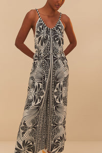 Monochrome Elegance Scarf Jumpsuit in Off White