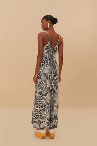 Monochrome Elegance Scarf Jumpsuit in Off White