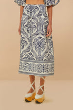 Load image into Gallery viewer, Tropical Cameo Midi Skirt in Off-White
