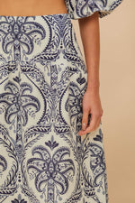 Load image into Gallery viewer, Tropical Cameo Midi Skirt in Off-White
