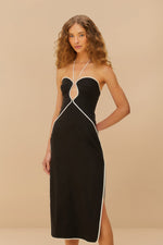 Load image into Gallery viewer, Cut Out Midi Dress in Black and White
