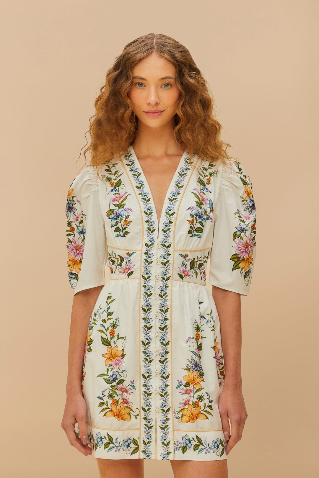 Sweet Bloom Dreamscape Mini Dress in Off White