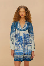 Load image into Gallery viewer, Palm Tree Beach Mini Dress in Off-White
