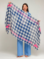 Load image into Gallery viewer, Gingham Scarf in Navy/Pink
