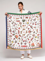 Load image into Gallery viewer, Vintage Motif Silk Scarf in Multi
