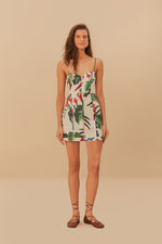 Load image into Gallery viewer, Midnight Macaw Fiesta Flower Mini Dress in Off White
