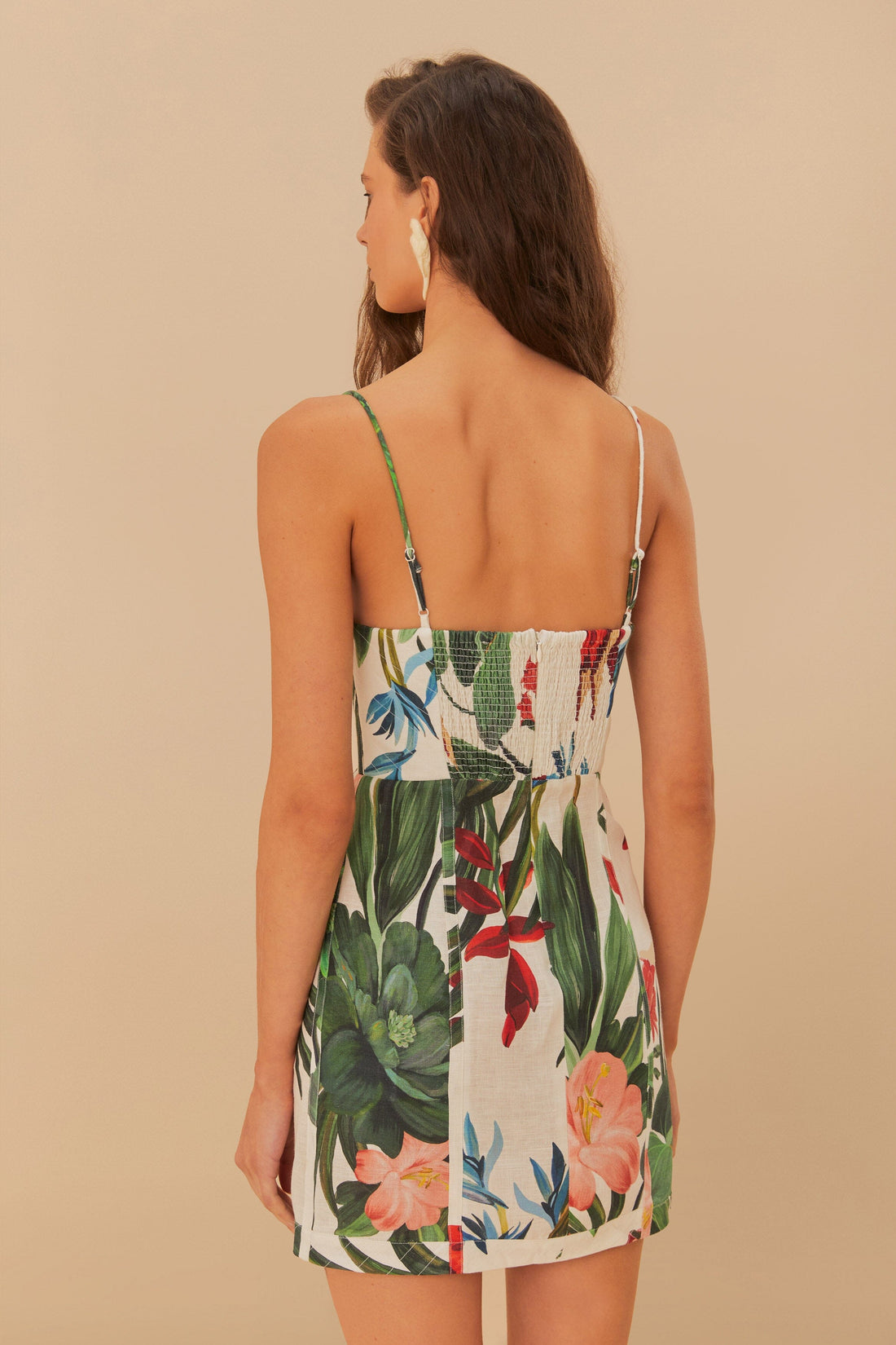 Midnight Macaw Fiesta Flower Mini Dress in Off White