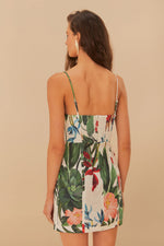 Load image into Gallery viewer, Midnight Macaw Fiesta Flower Mini Dress in Off White
