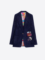 Load image into Gallery viewer, Simona Corduroy Blazer in Navy Travel
