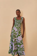 Load image into Gallery viewer, Tropical Swing Sleeveless Midi Dress in Green
