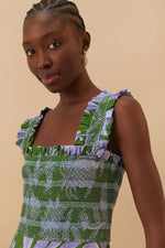Load image into Gallery viewer, Tropical Swing Sleeveless Midi Dress in Green
