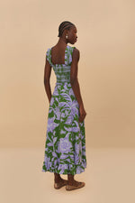 Load image into Gallery viewer, Tropical Swing Sleeveless Midi Dress in Green
