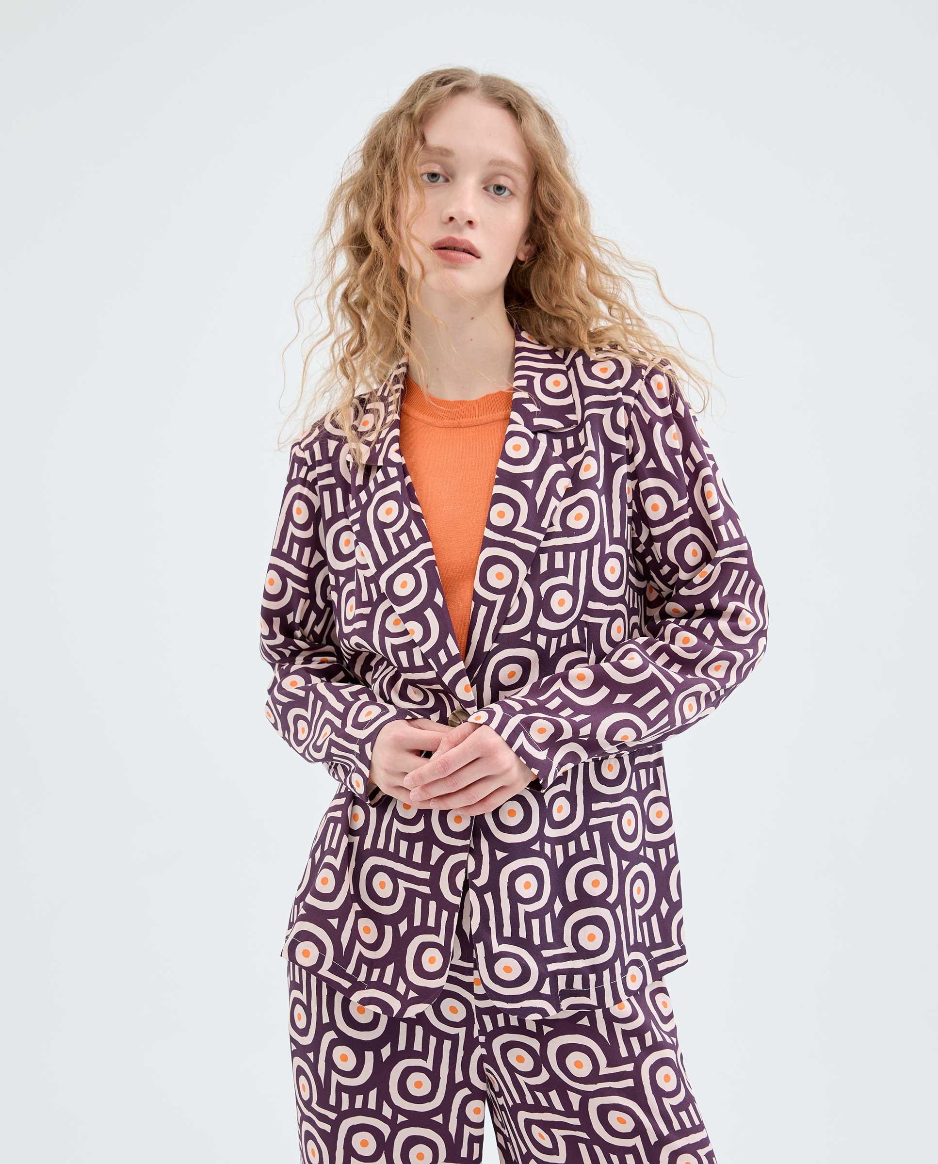 Retro Geometric Blazer in Multi